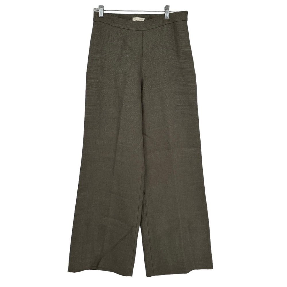Ann Mashburn - Green 100% linen wide leg structured trouser - Size 6